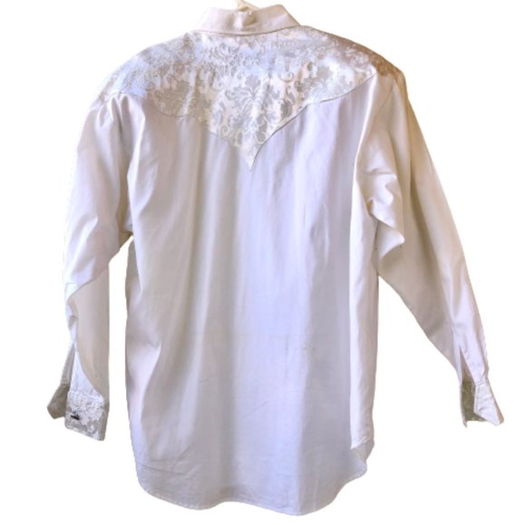 Longhorn Western Shirt Womens Medium White Button Up Long Sleeve Pretty - Picture 9 of 15